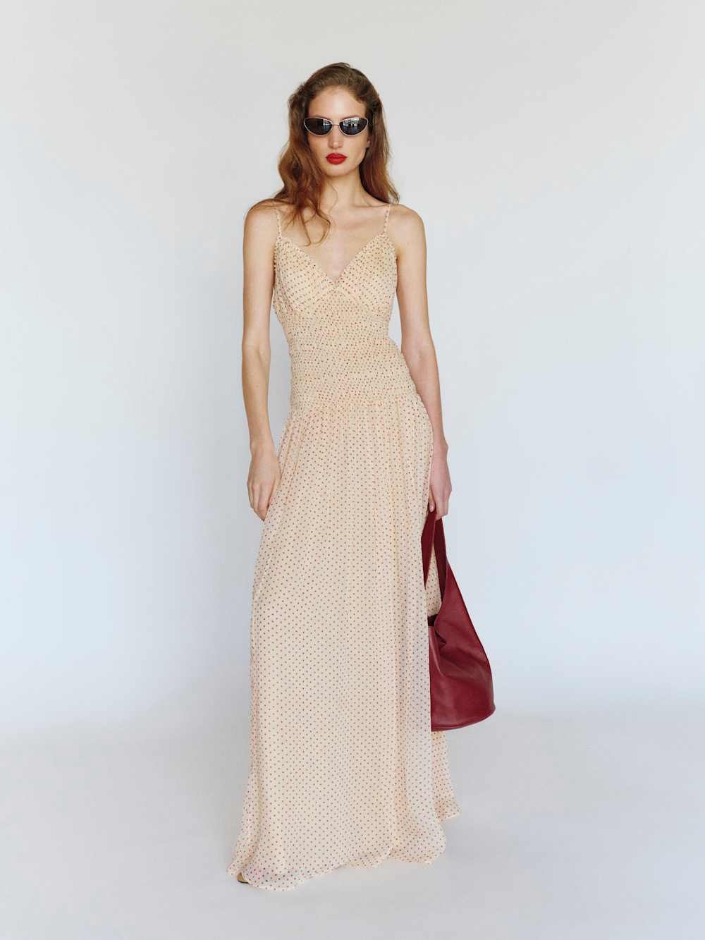 Reformation Fatima Dress Ivory - Size XS Polka Dot